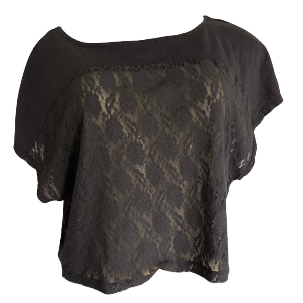 UK Style French Connection Gray Lace Women's Crop Top - Size XS
